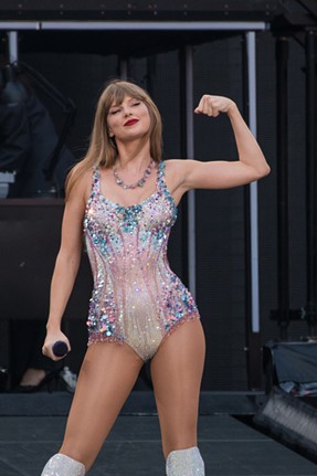 Taylor Swift flexes on Cincinnati during her "Eras Tour" stop at Paycor Stadium on June 30, 2023. Swift completely transformed the city into "Swiftinnati" during her visit.