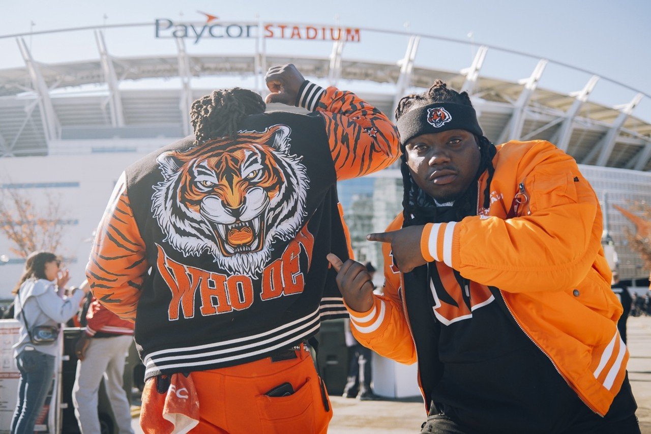 Cincinnati Bengals fans tailgate at The Banks on Nov. 12, 2023. An injured Joe Burrow has fractured the city's dreams of a Super Bowl comeback, but we've still got spirit.