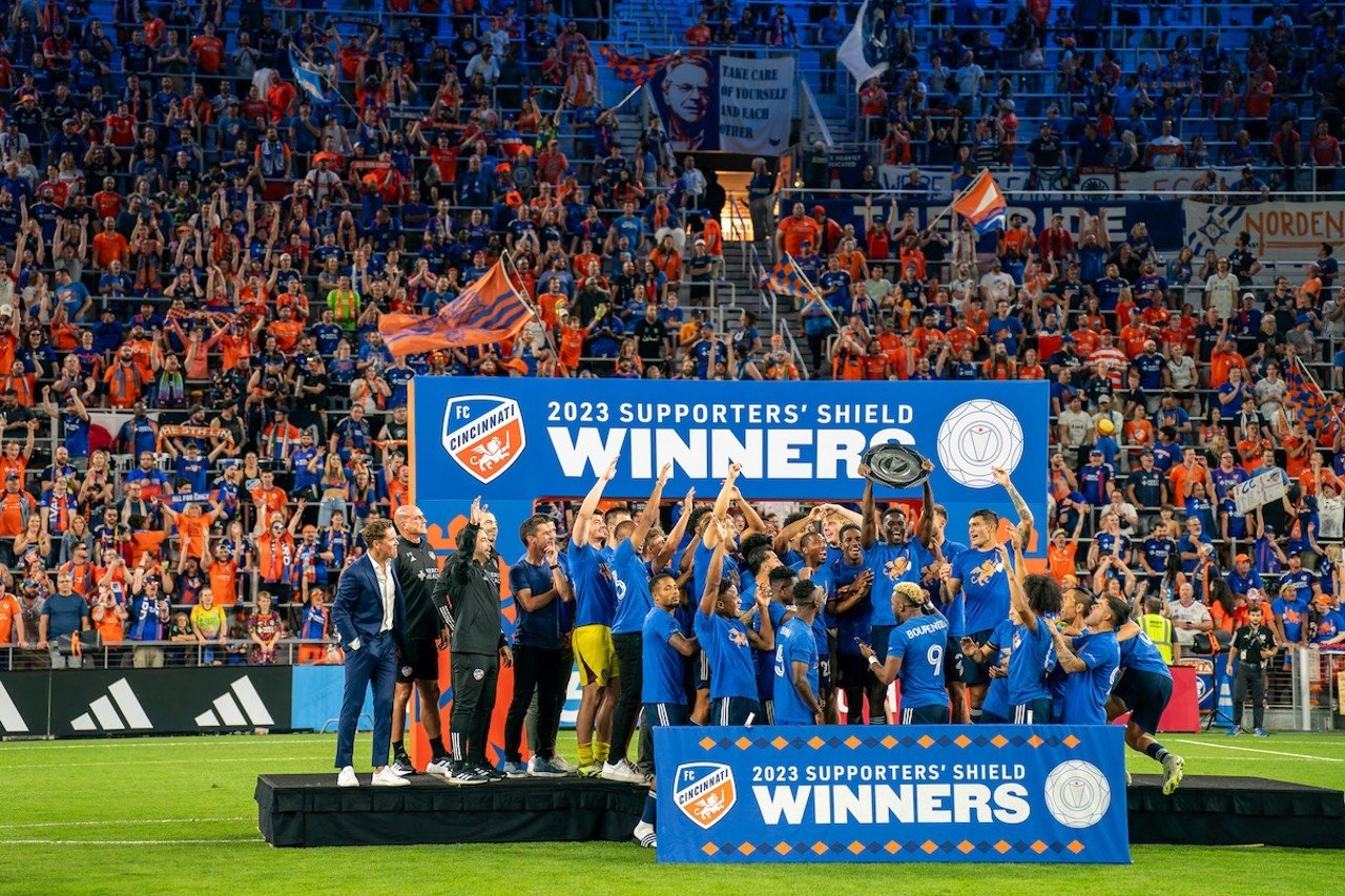 FC Cincinnati won the first major trophy — the 2023 Supporters' Shield — in the club's history | FC Cincinnati vs. New York Red Bulls on Oct. 4, 2023.