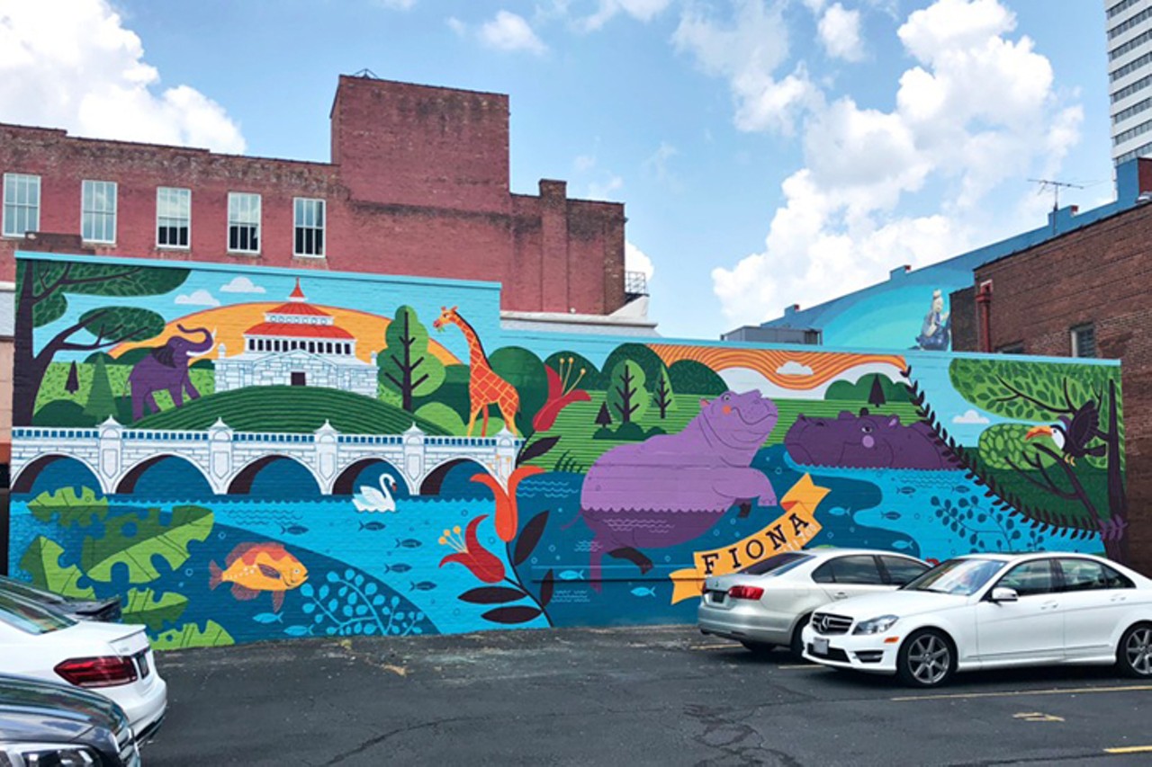 Now: "Cincinnati Paints by Numbers: Fiona and Bibi at the Cincinnati Zoo"
910 Race St., Downtown
Mural: ArtWorks | Designer: Lucie RIce
Photo: Hailey Bollinger