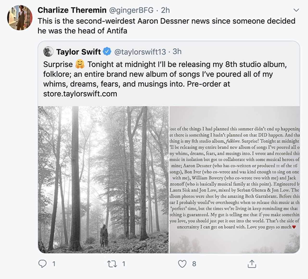 Twitter Reacts to The National's Aaron Dessner Collaborating with Taylor Swift on Surprise Album