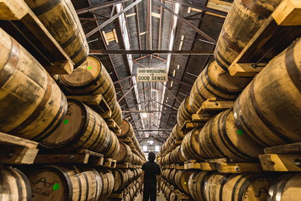 Barrels in an aging facility on the West Newport campus - Photo: Hailey Bollinger
