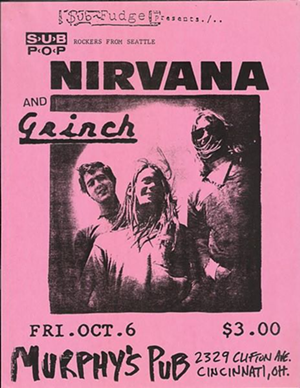 Poster promoting Nirvana's first Cincinnati show