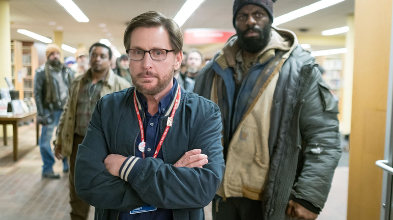 Emilio Estevez (front) and Che "Rhymefest" Smith in "The Public" - Courtesy Universal Pictures