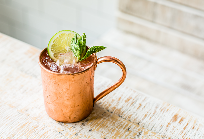 Court Street Lobster Bar's Casco Bay Mule, made with Tito's Handmade Vodka, fresh ginger and bitters in addition to the traditional Moscow Mule ingredients - Photo: Hailey Bollinger