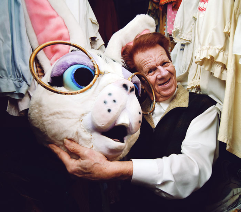 Jonn Schenz holding Papa Bunny’s head