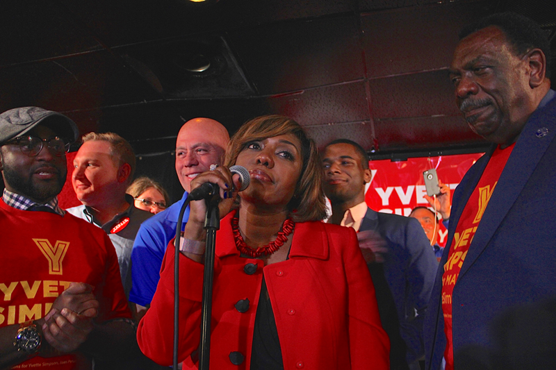 Councilwoman Yvette Simpson speaks to supporters after winning Cincinnati's May 2 mayoral primary. - Nick Swartsell