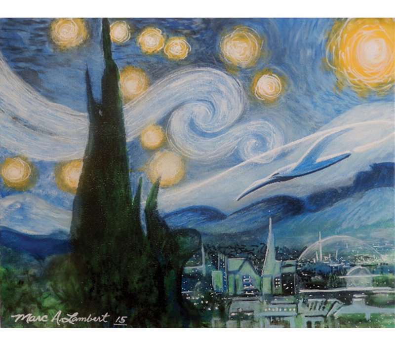 Marc Lambert’s sci-fi version of van Gogh’s “The Starry Night”