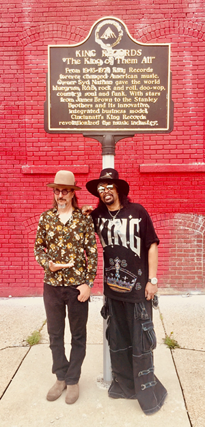 Les Claypool and Bootsy Collins at the site of King Records in Evanston. - PHOTO: CITY MUSIC AMBASSADORS