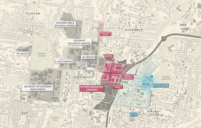 A map of proposed Uptown Innovation Corridor developments - Uptown Consortium