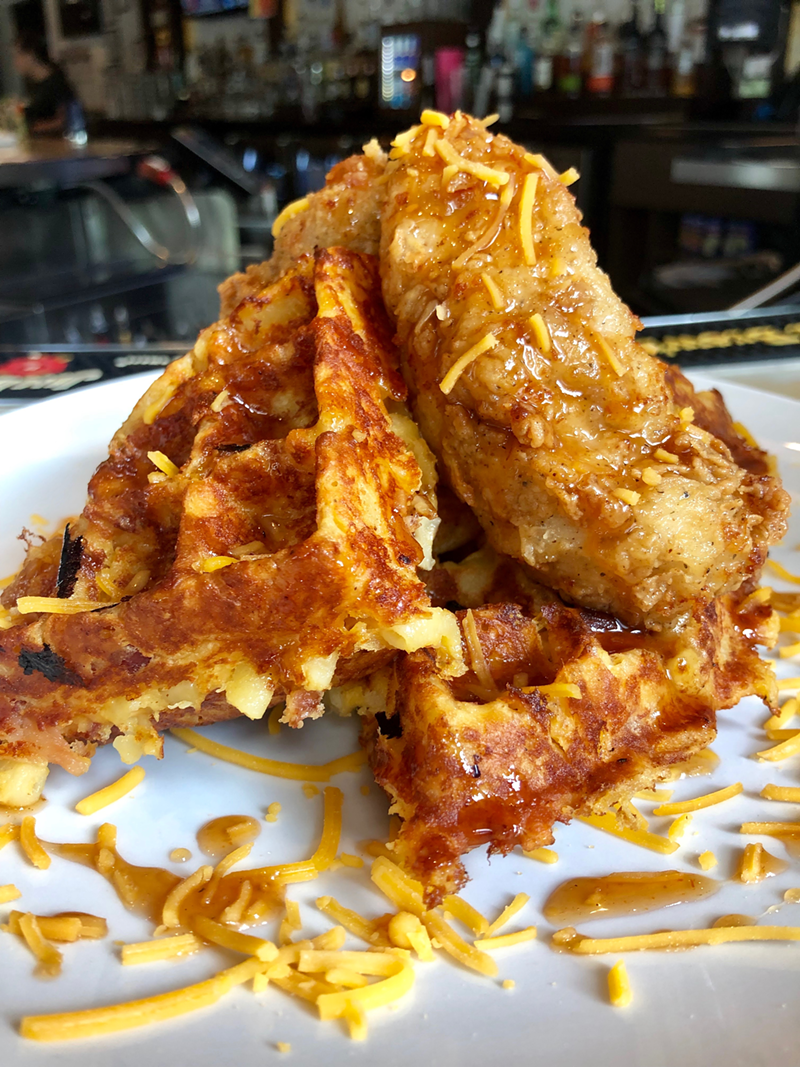 Mac and cheese chicken and waffles - PHOTO: PROVIDED BY KEYSTONE BAR & GRILL