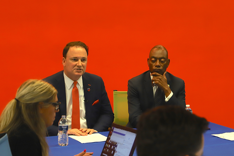 FC Cincinnati President and General Manager Jeff Berding and Director of Community Development Mark Mallory - Nick Swartsell