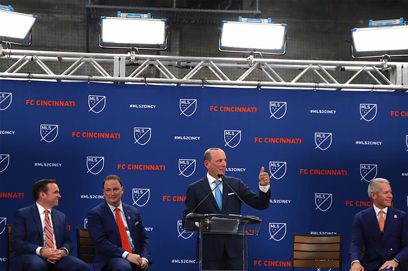 MLS Commissioner Don Garber announces FC Cincinnati's acceptance into the league. - Nick Swartsell