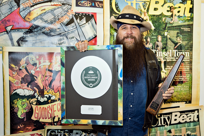 Dallas Moore with his 2019 (left) and 2003 Cincinnati Entertainment Awards - Photo: Hailey Bollinger