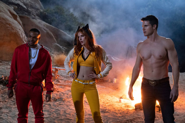 (L to R): Andrew Bachelor, Bella Thorne and Robbie Amell return from the dead to get killed again in The Babysitter: Killer Queen - PHOTO: NETFLIX