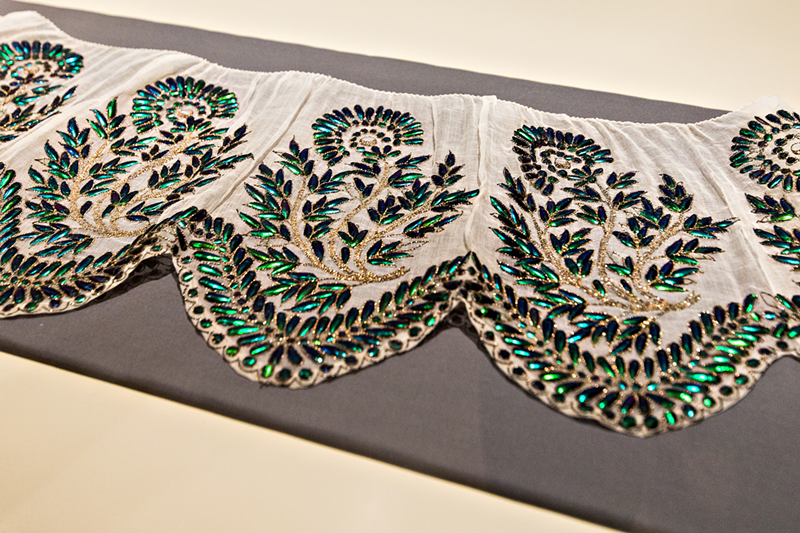 Dress border embroidered with jewel beetle wings - Hailey Bollinger