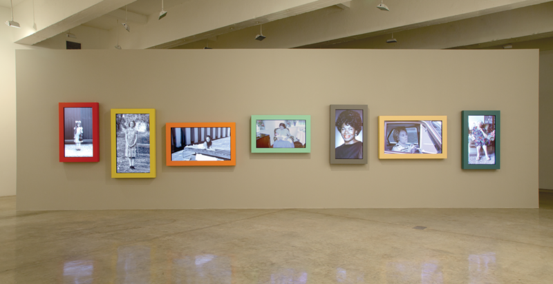 "Snapshot" (installation view, Tanya Bonakdar Gallery, New York, May 5 - June 2, 2011), 2005. 7 videos for framed plasma screens, 6 minutes, 55 seconds (loop). - Photo: Gillian Wearing // Courtesy of the artist; Tanya Bonakdar Gallery, New York; Maureen Paley, London; and Regen Projects, Los Angeles