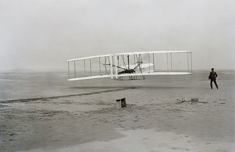 Did the Wright brothers fart on the first successful flight of the Wright Flyer? Show some respect. - Photo: John T. Daniels