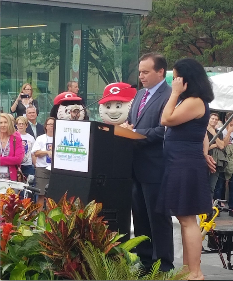 Mayor John Cranley at the opening ceremony for the Cincinnati Bell Connector