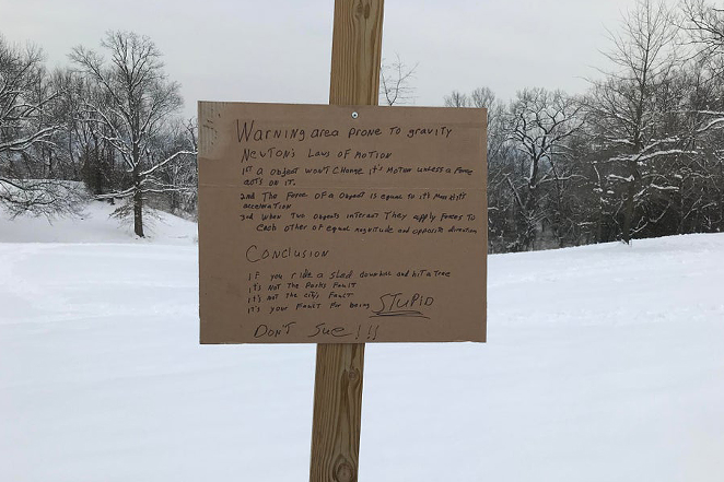 The homemade sign was located near the park's overlook point on the right side of the road. - Photo: Kelly Brown