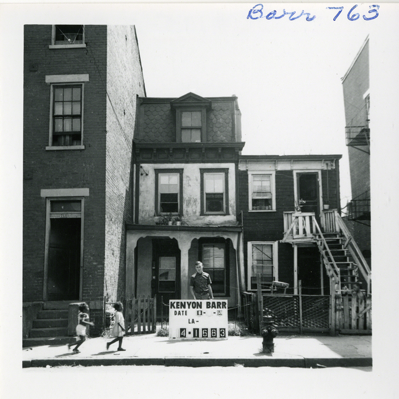 763 Barr Street in 1959. The City of Cincinnati sent a photographer and a sign-holder to document every building slated for demolition in the West End. - Cincinnati Museum Center. Cincinnati History Library & Archives.