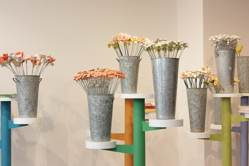 Bethany Pelle's ceramic flowers at People's Liberty - PHOTO: Emily Vriesman
