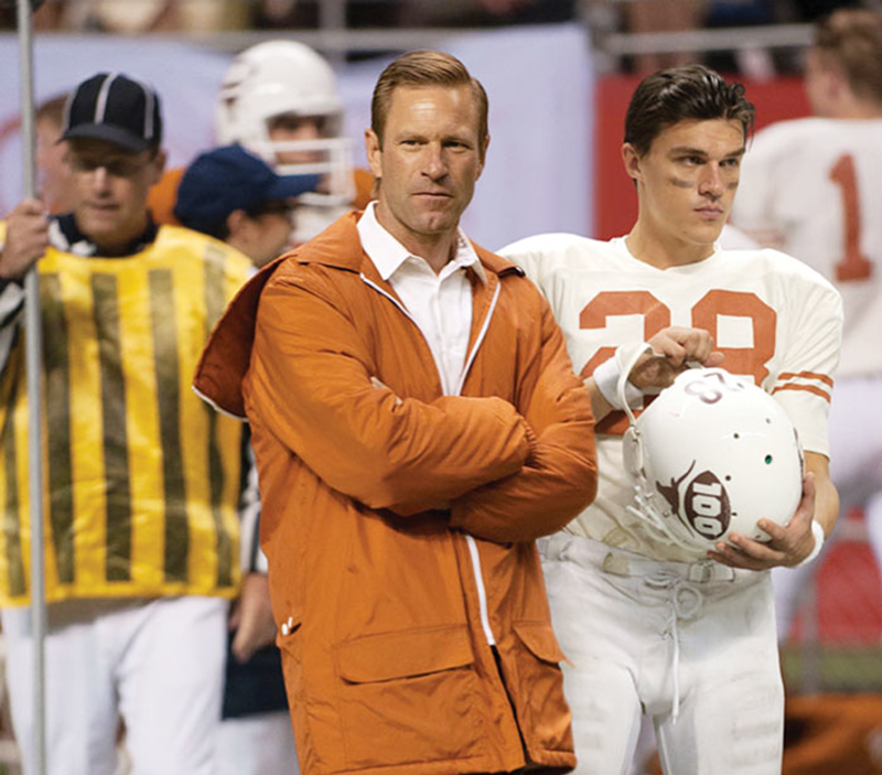 Aaron Eckhart and Finn Wittrock in 'My All American'