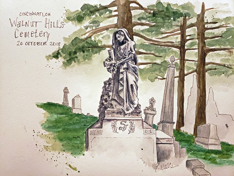 A sketch of Walnut Hills Cemetery. - Art: Lauren Wells