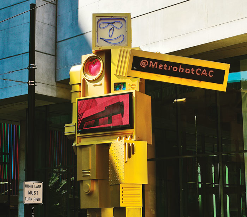 "Metrobot," a 27-foot-high sculpture by Nam June Paik, stands tall outside of the Contemporary Arts Center. - Photo: Jesse Fox