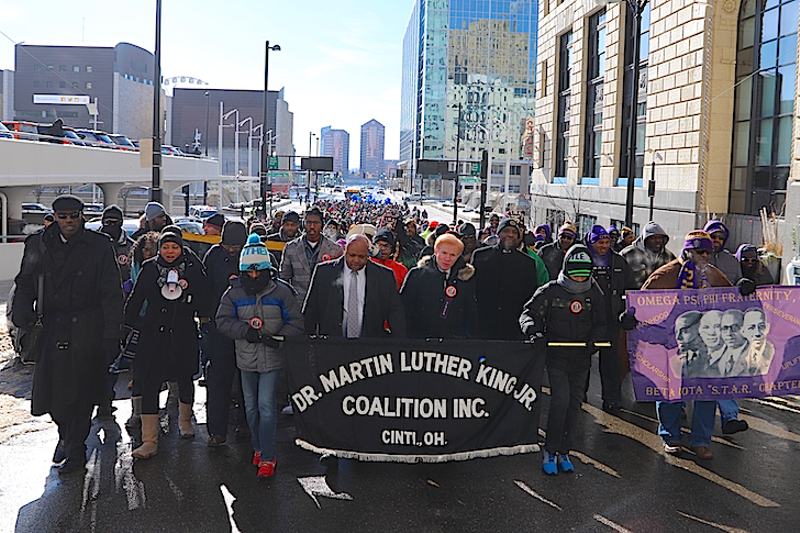 Participants make their way from the National Underground Railroad Freedom Center to Fountain Square at 2019's Martin Luther King Jr. Day March. - Photo: Freedom Center