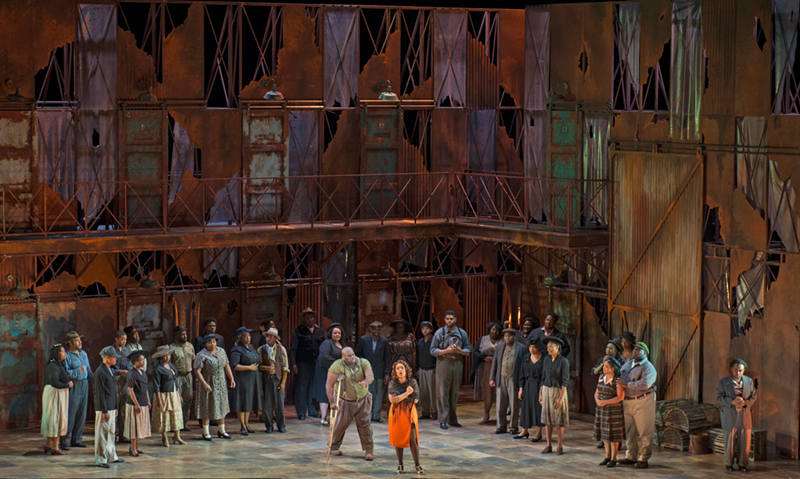 Porgy (Morris Robinson) and Bess (Talise Trevigne) with the Catfish Row community in Cincinnati Opera’s production of the Gershwins’ "Porgy and Bess." - Photo: Philip Groshong