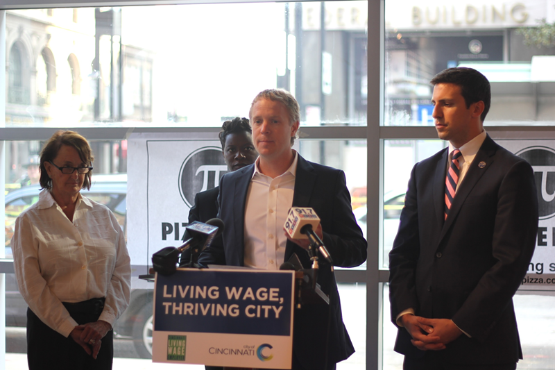 Pi Pizza CEO Chris Sommers speaks about Cincinnati's living wage initiative Oct. 2