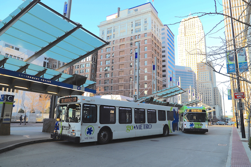 Metro buses at Government Square in downtown Cincinnati - Nick Swartsell