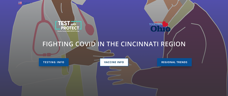 The landing page of the new testandprotectcincy.com website - Photo: https://healthcollab.org/testandprotectcincy/