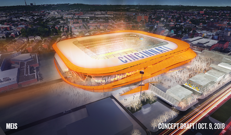 A preliminary rendering of FC Cincinnati's West End stadium - Provided
