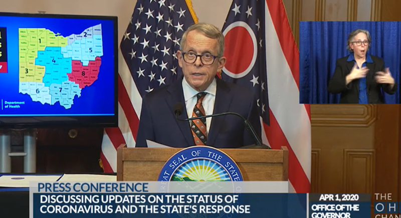 Gov. Mike DeWine is seen during a COVID-19 press conference. - Photo: Screenshot courtesy OhioChannel