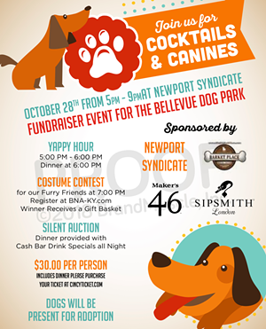 Help Raise Funds for The Bellevue Dog Park During The Cocktails & Canines Event at the Newport Syndicate Oct. 28