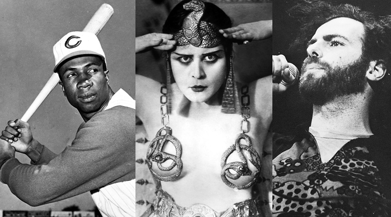 Would Frank Robinson (left), Theda Bara or Jerry Rubin look good on a public mural? - Photo: Frank Robinson courtesy of the National Baseball Hall of Fame Library, Cooperstown, N.Y. / Others provided