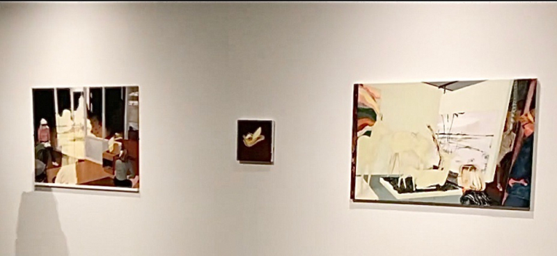 The alleged Banksy painting (center) at the Contemporary Arts Center, hanging among works from "Mamma Andersson: Memory Banks." - Photo: Provided by Frizk