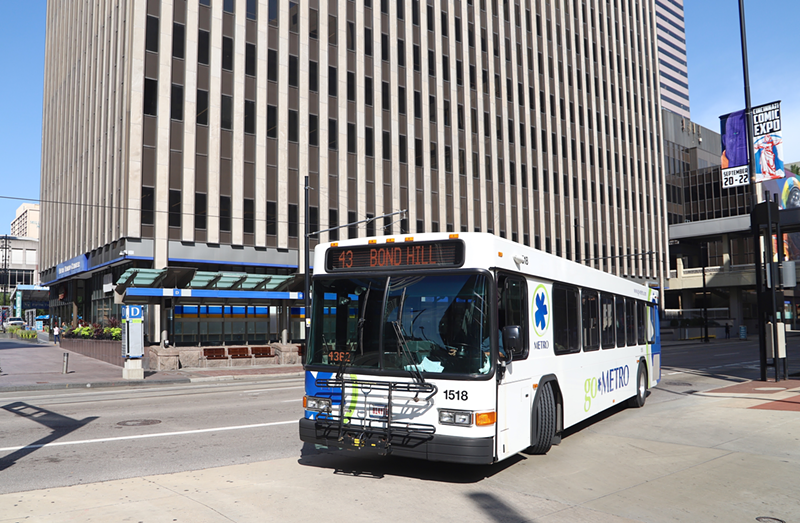 A Route 43 bus pulls into Government Square downtown - Nick Swartsell