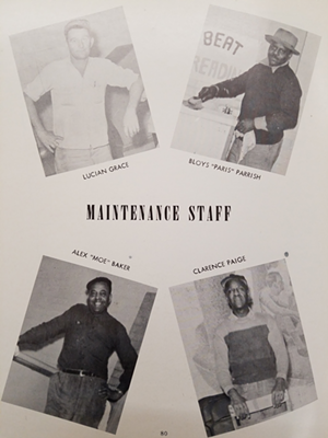 Yearbook photos of Greenhills maintenance staff, including Bloys Parrish and Clarence Paige - Provided