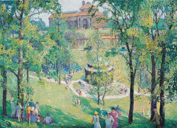 "In the Park" by Frank Harmon Myers (American, b.1899, d.1956), painter. - Gift of Alice Palo Hook // Photo: cincinnatiartmuseum.org