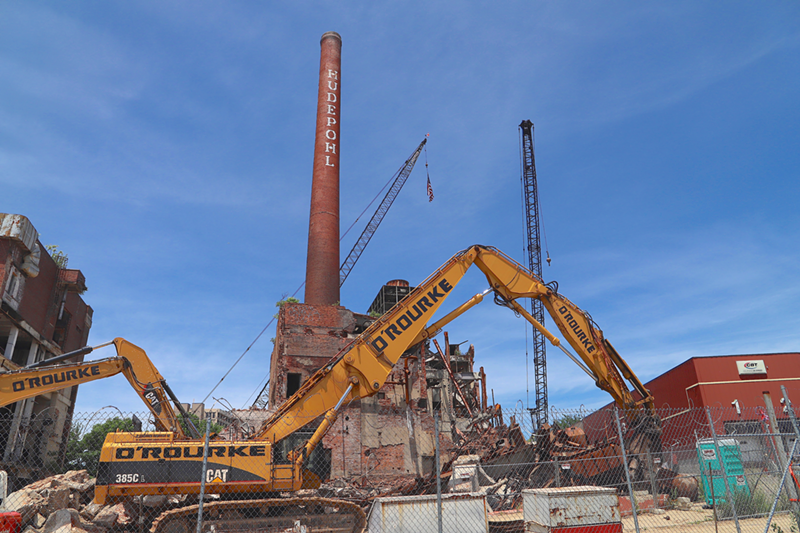 Demolition work at the former Hudepohl brewing facility in Queensgate - Nick Swartsell