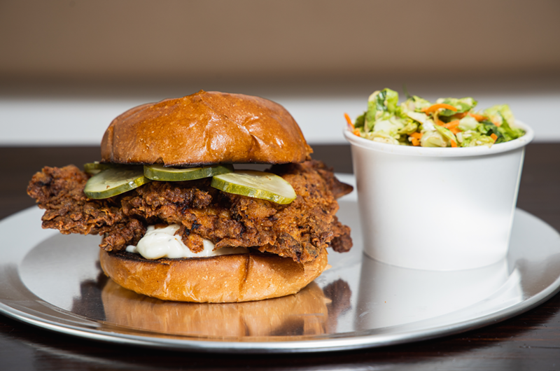 Cold-fried chicken sandwich and Brussels sprouts slaw - Photo: Hailey Bollinger
