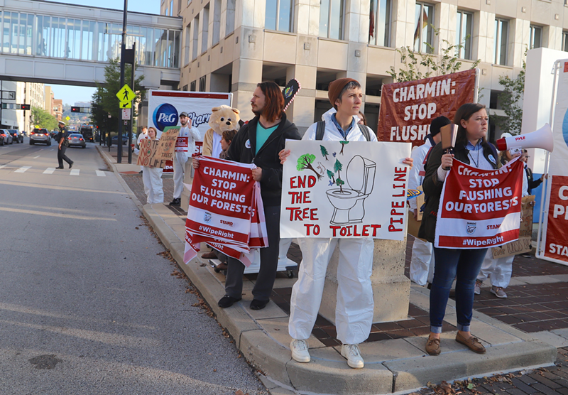 Protesters outside P&G headquarters in downtown Cincinnati - Photo: Nick Swartsell