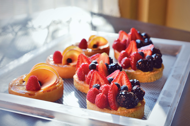 Peach and strawberry tart at French Crust Cafe