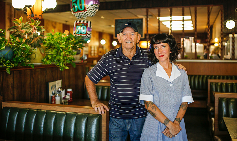 Blue Jay owner Souli Brunson (right) with her father Danny Petropoulos, the diner’s founder - Photo: Hailey Bollinger
