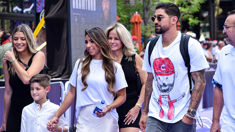 Reds outfielder Nick Castellanos (right) steps out with his family in July 2021. - Photo: twitter.com/reds