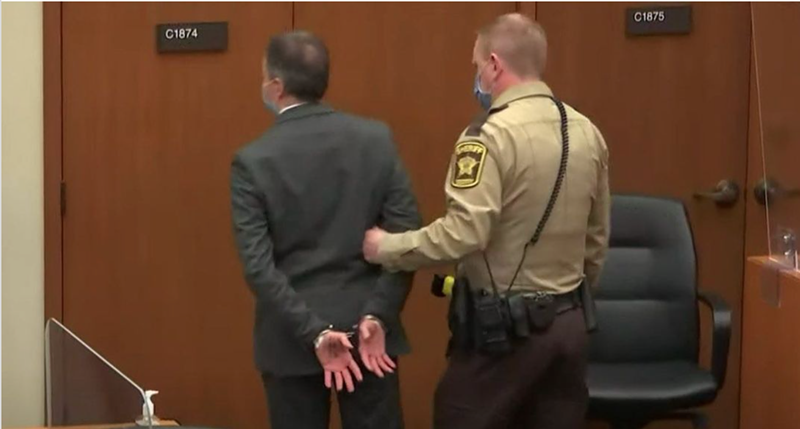 Screengrab of Derek Chauvin being taken into custody after being convicted on all three counts in the May murder of George Floyd - Photo: Screengrab