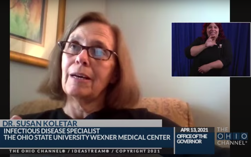 Susan Koletar, M.D., is the director of Ohio State University’s division of infectious diseases at Wexner Medical Center. - Screenshot: The Ohio Channel